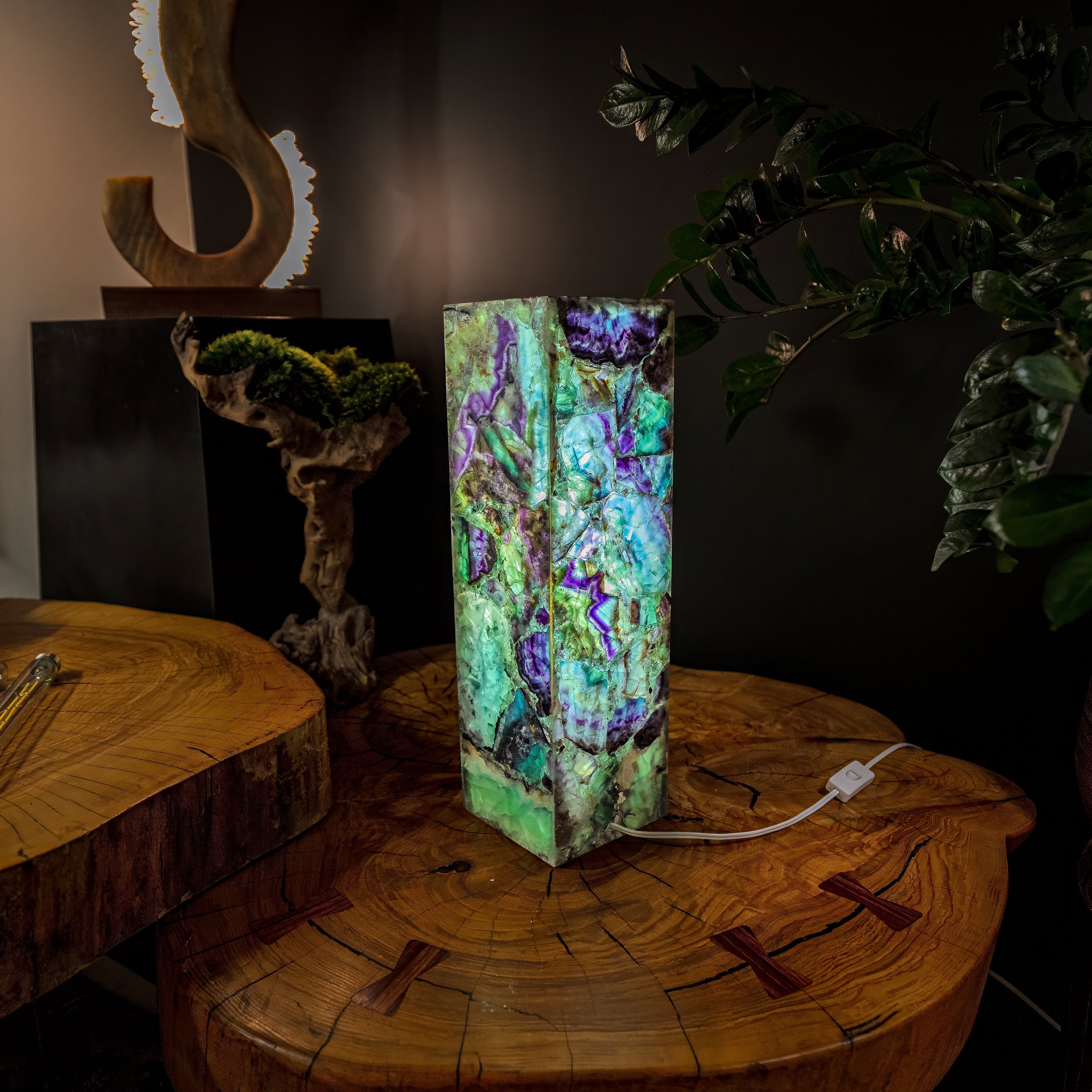 Fluorite Crystal Table Lamp #7 (Small Size)