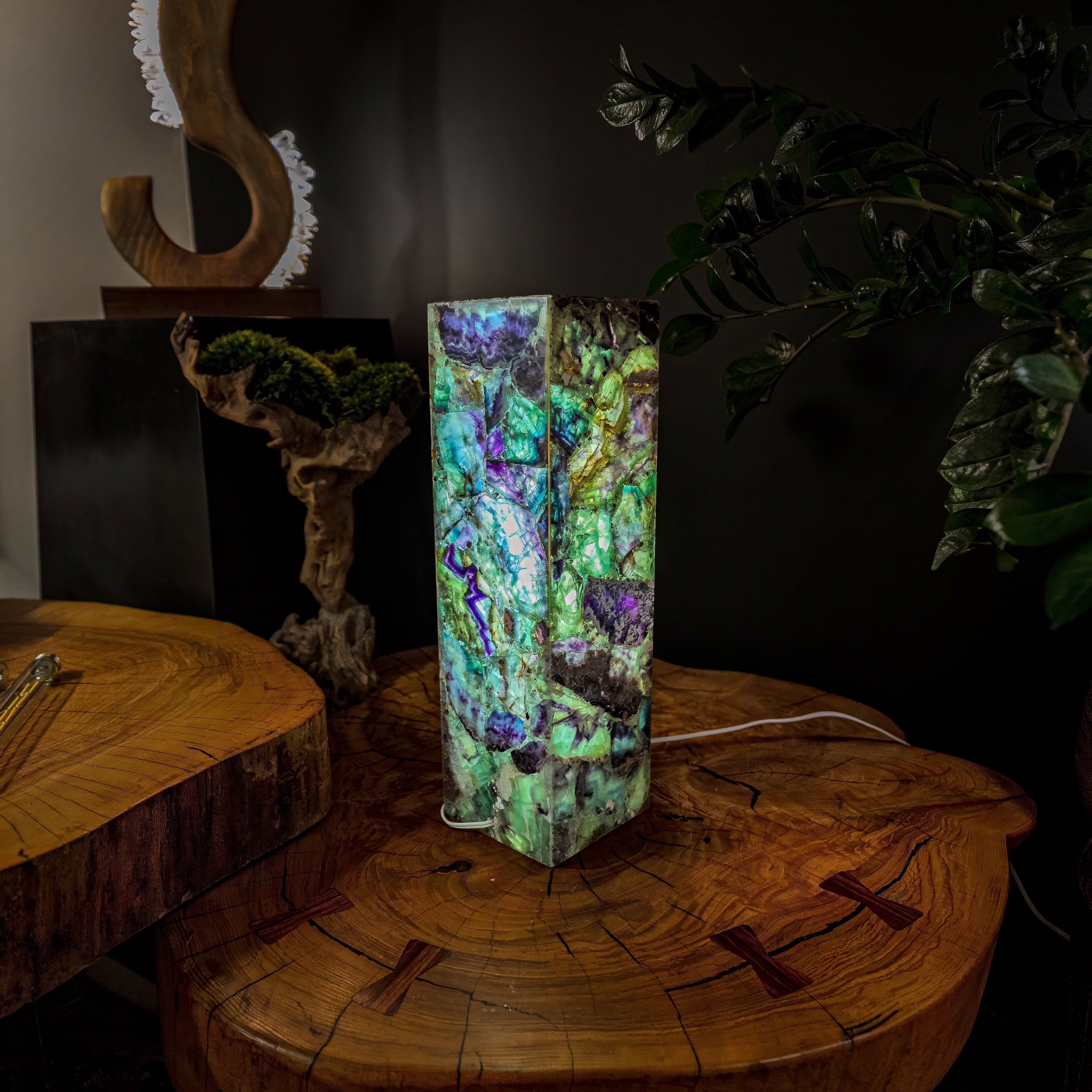 Fluorite Crystal Table Lamp #7 (Small Size)
