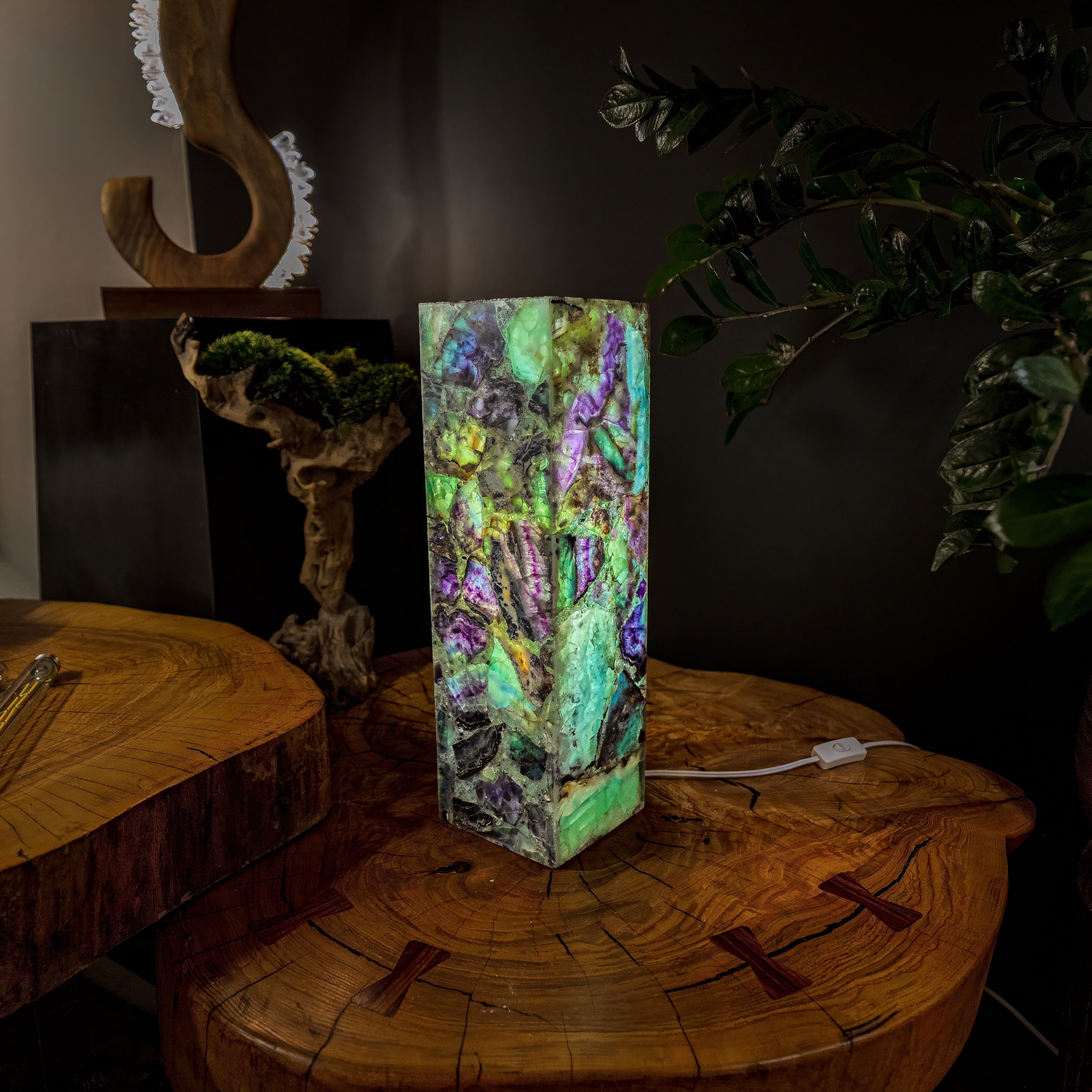 Fluorite Crystal Table Lamp #7 (Small Size)