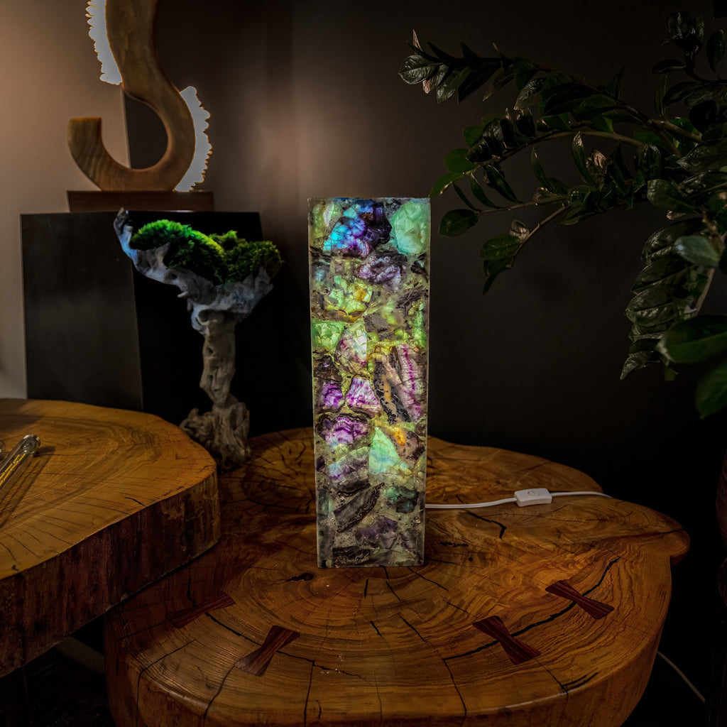 Fluorite Crystal Table Lamp #7 (Small Size)