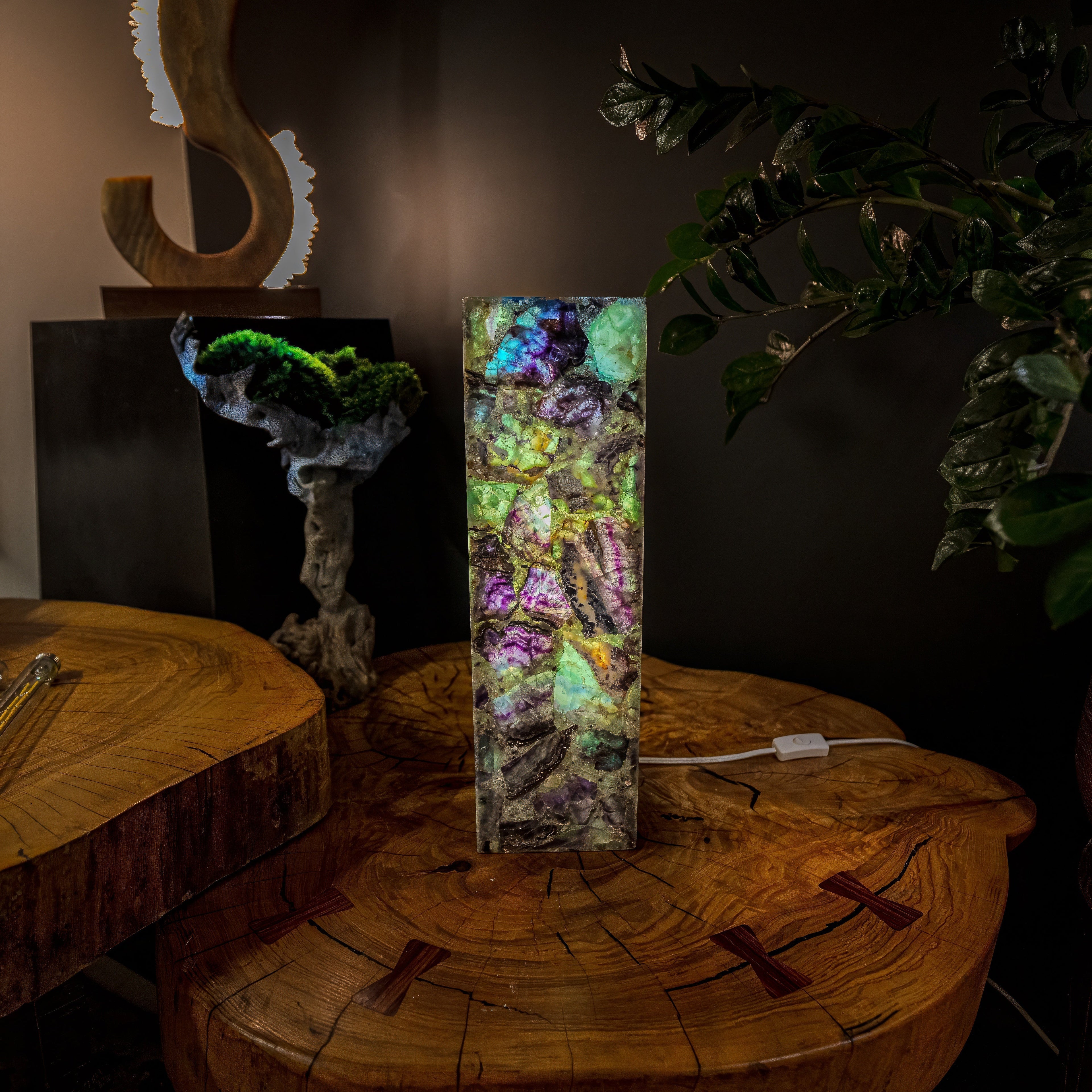 Fluorite Crystal Table Lamp #7 (Small Size)
