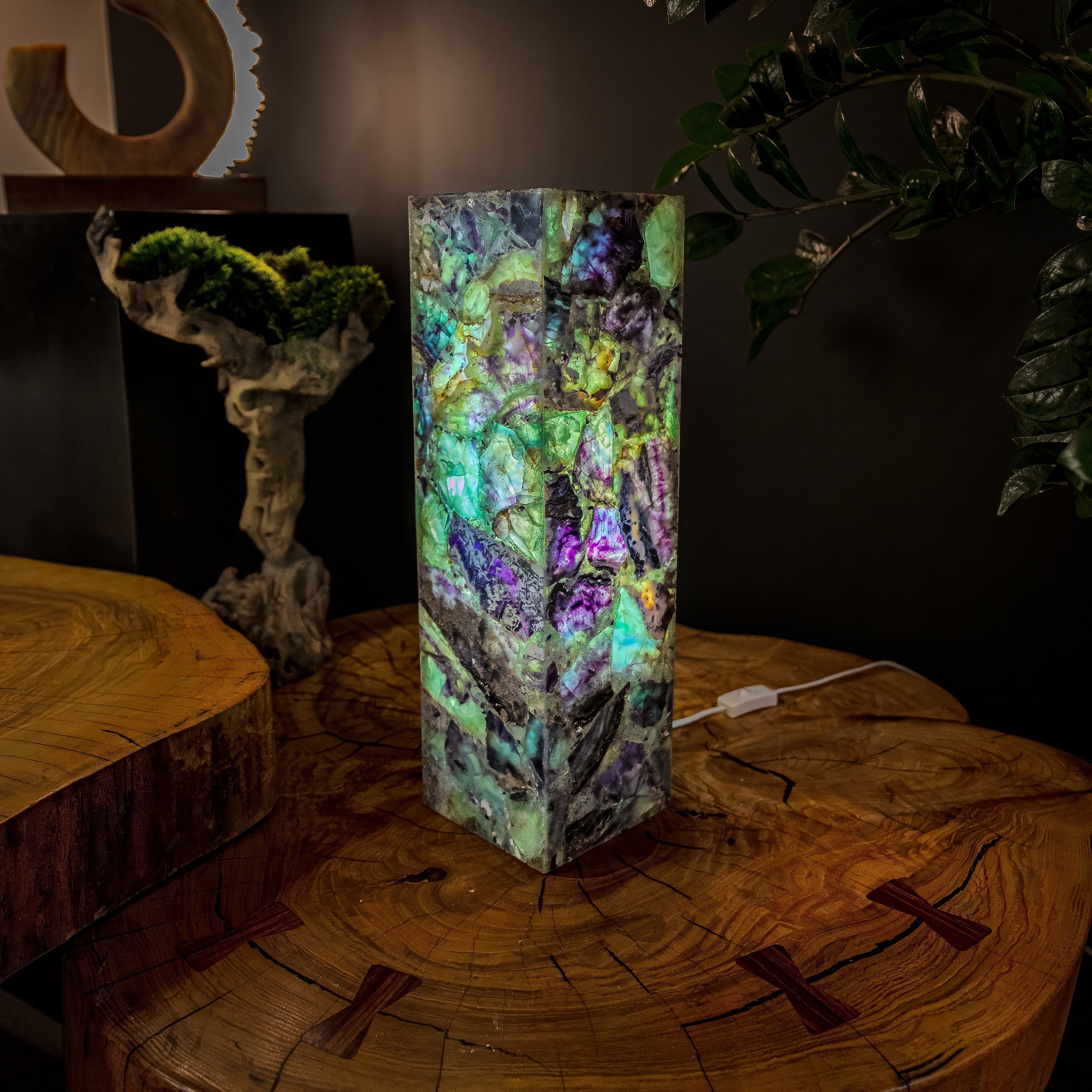 Fluorite Crystal Table Lamp #7 (Small Size)