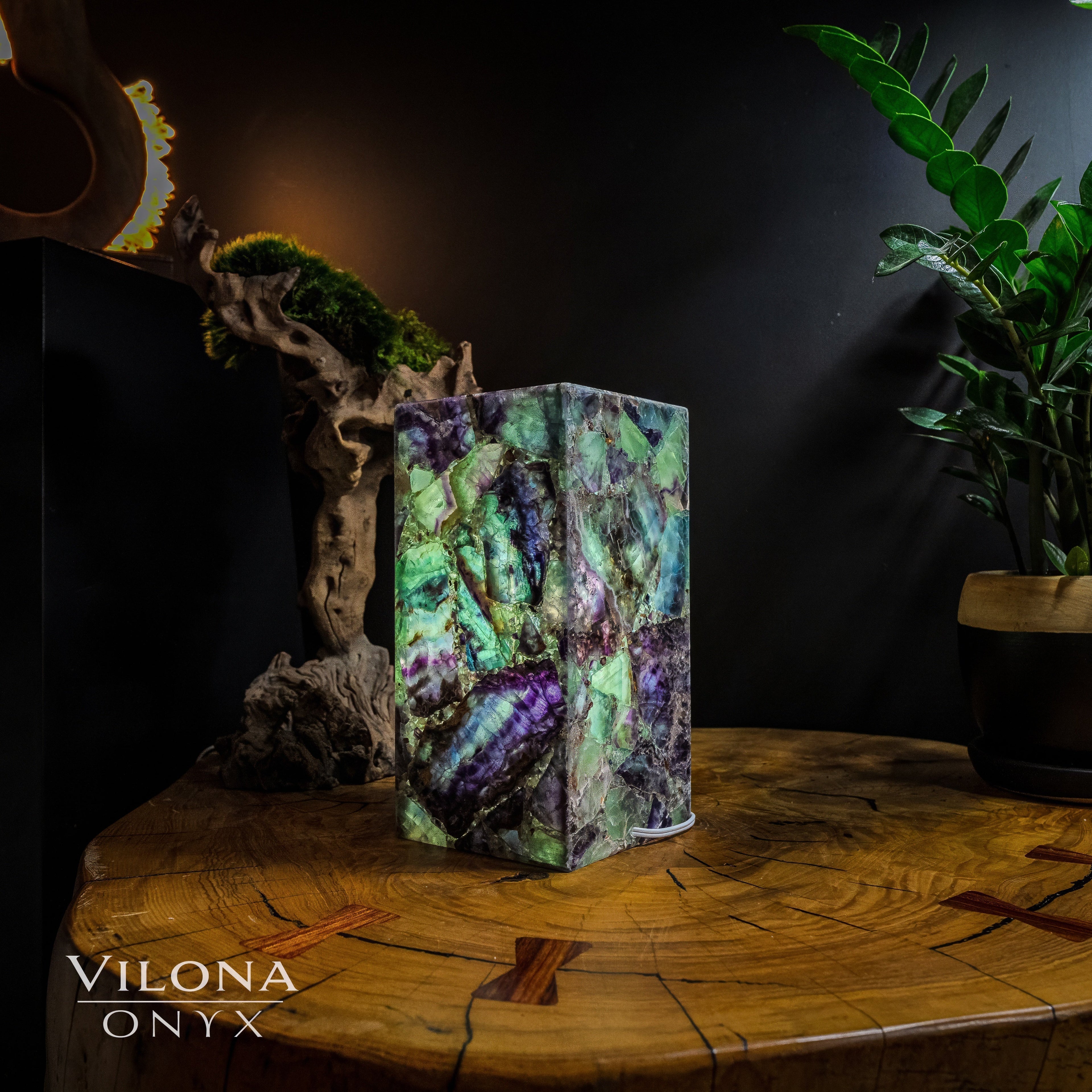 Fluorite Crystal Table Lamp #9 (Miniature Size)