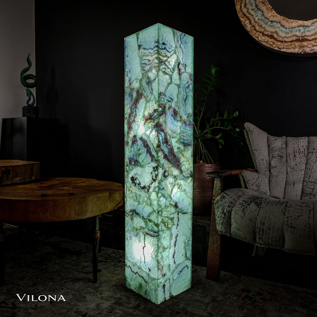 Fluorite Floor Lamp - Medium - 51.25"H x 10"W - Square - #8