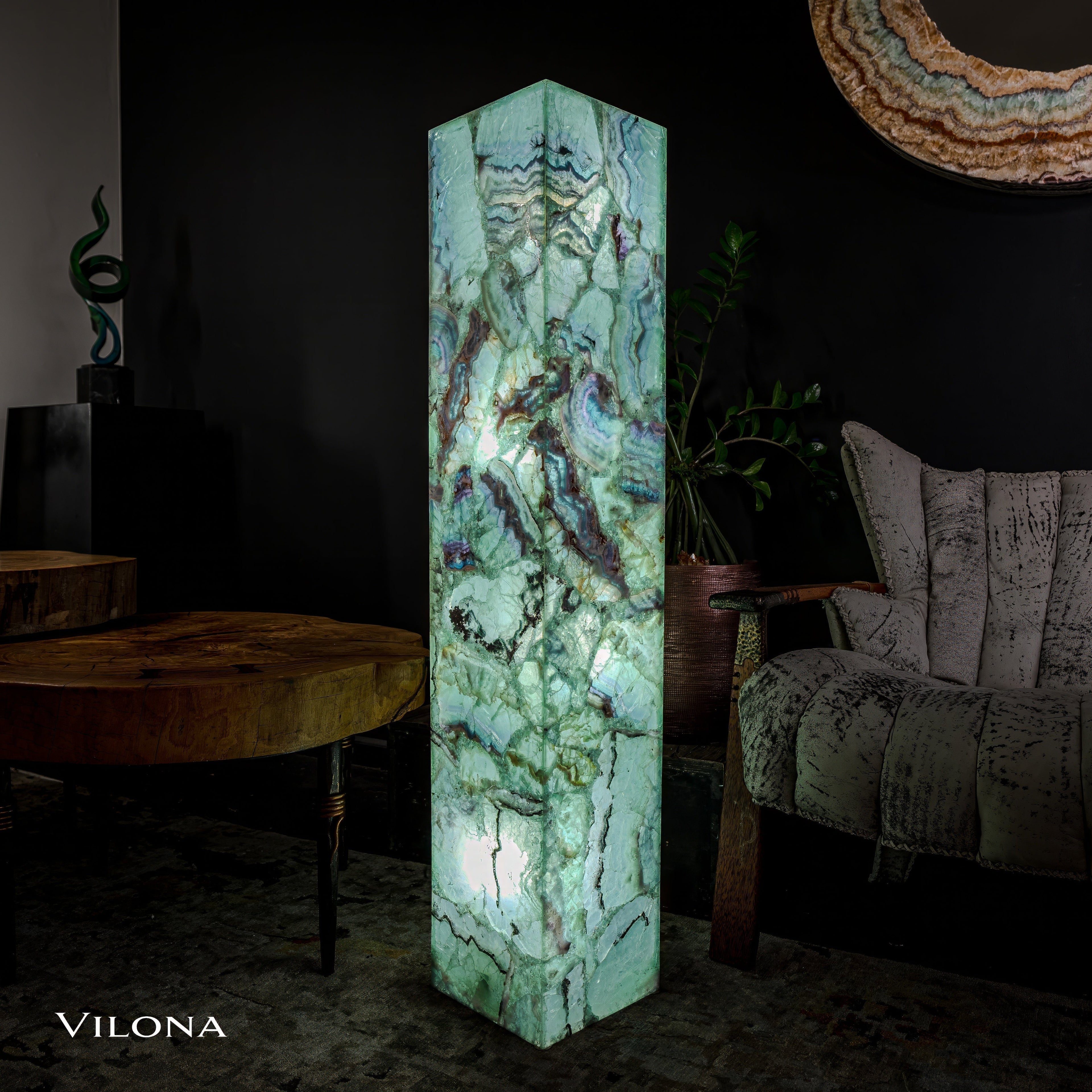 Fluorite Floor Lamp - Medium - 51.25"H x 10"W - Square - #8