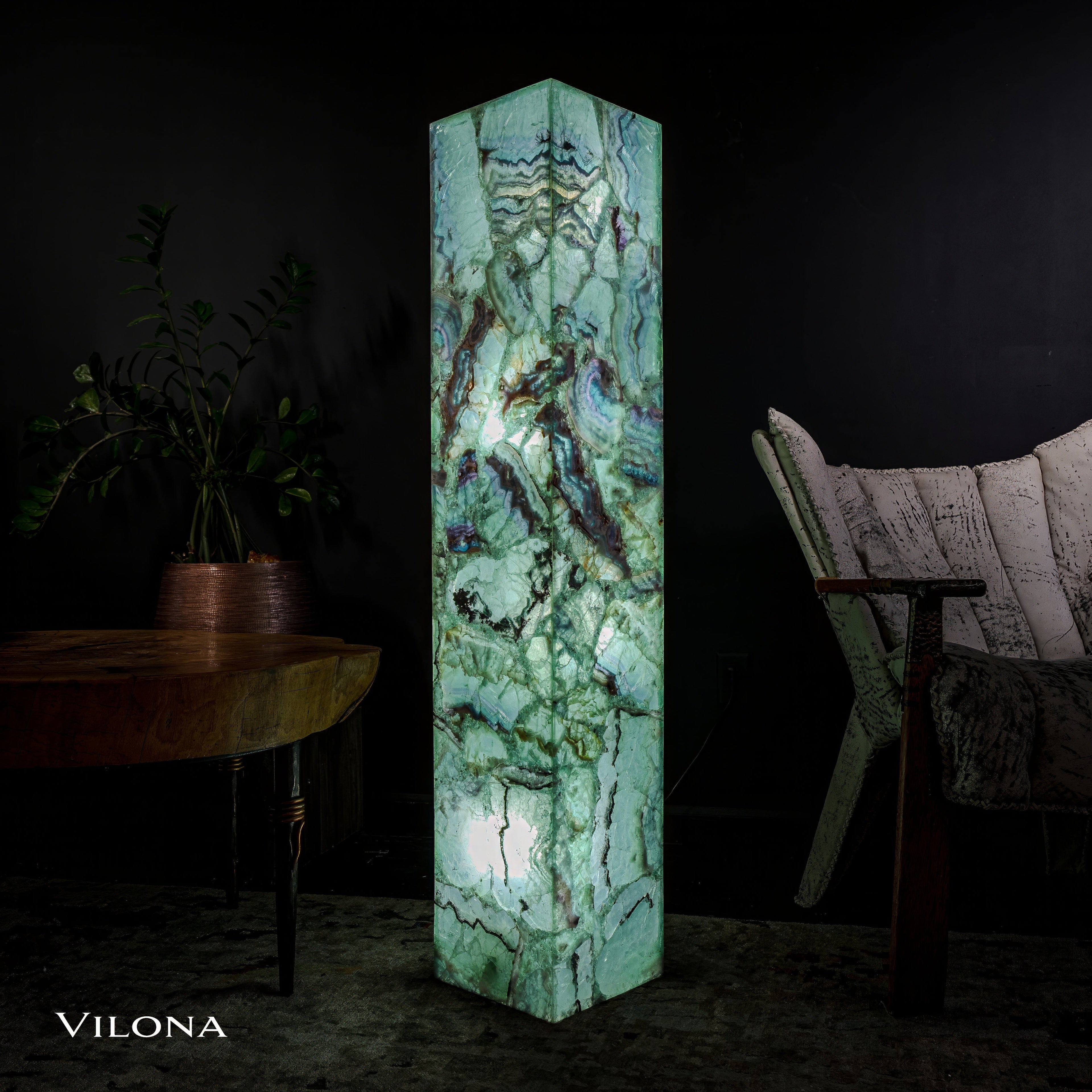 Fluorite Floor Lamp - Medium - 51.25"H x 10"W - Square - #8