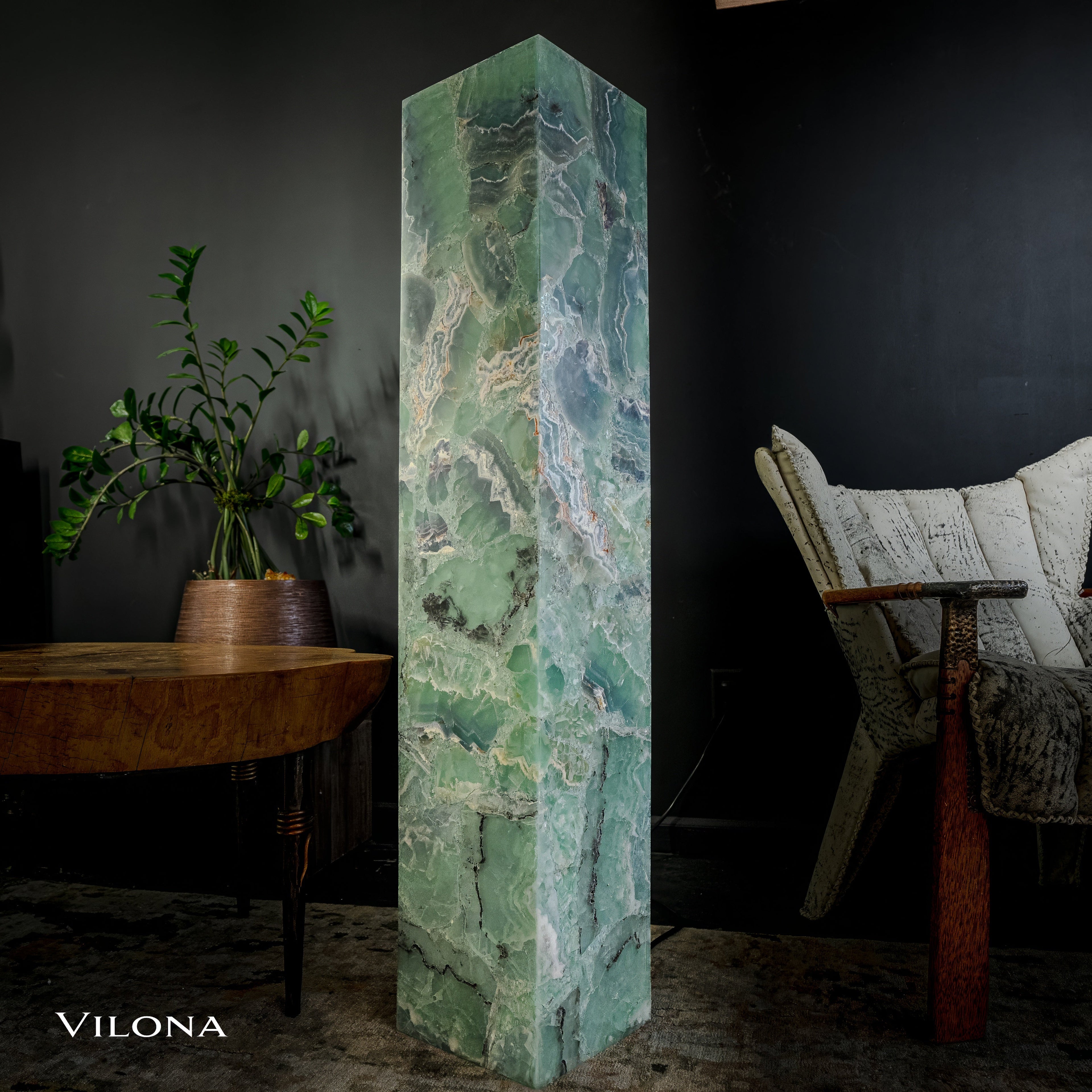 Fluorite Floor Lamp - Medium - 51.25"H x 10"W - Square - #8