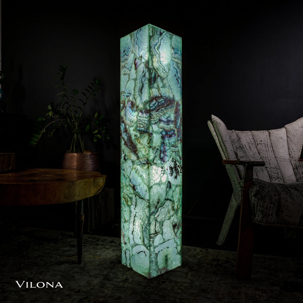 Fluorite Floor Lamp - Medium - 51.25"H x 10"W - Square - #8