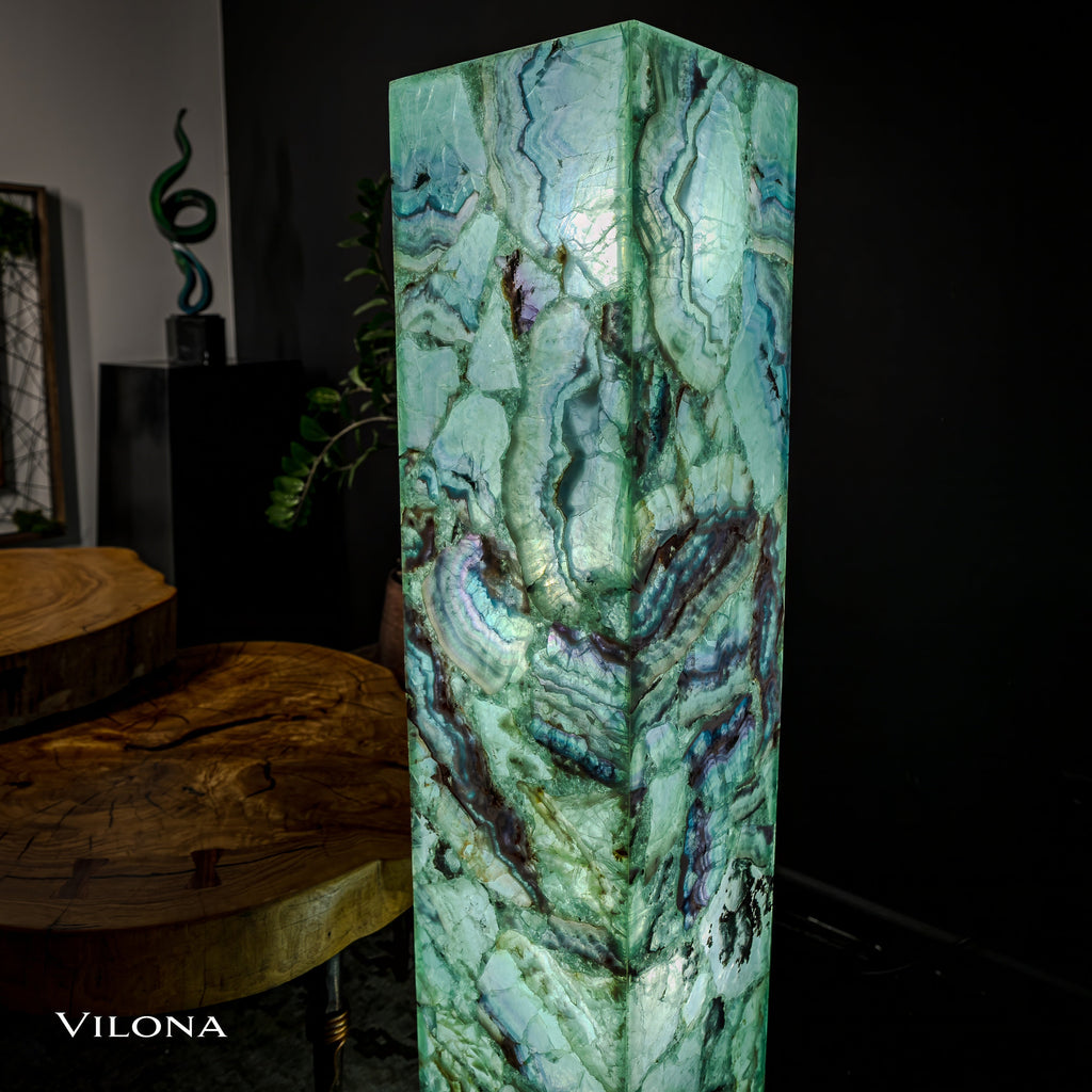 Fluorite Floor Lamp - Medium - 51.25"H x 10"W - Square - #8