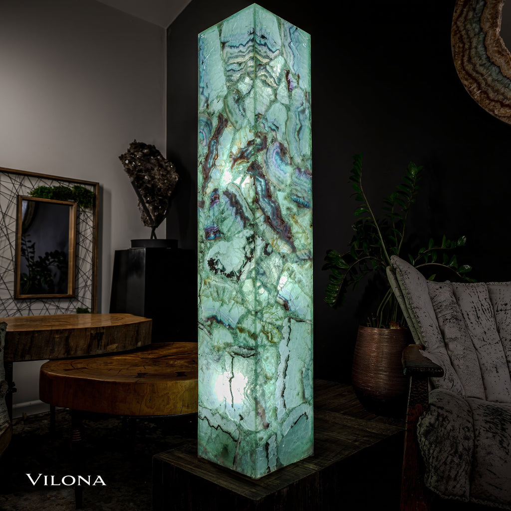 Fluorite Floor Lamp - Medium - 51.25"H x 10"W - Square - #8