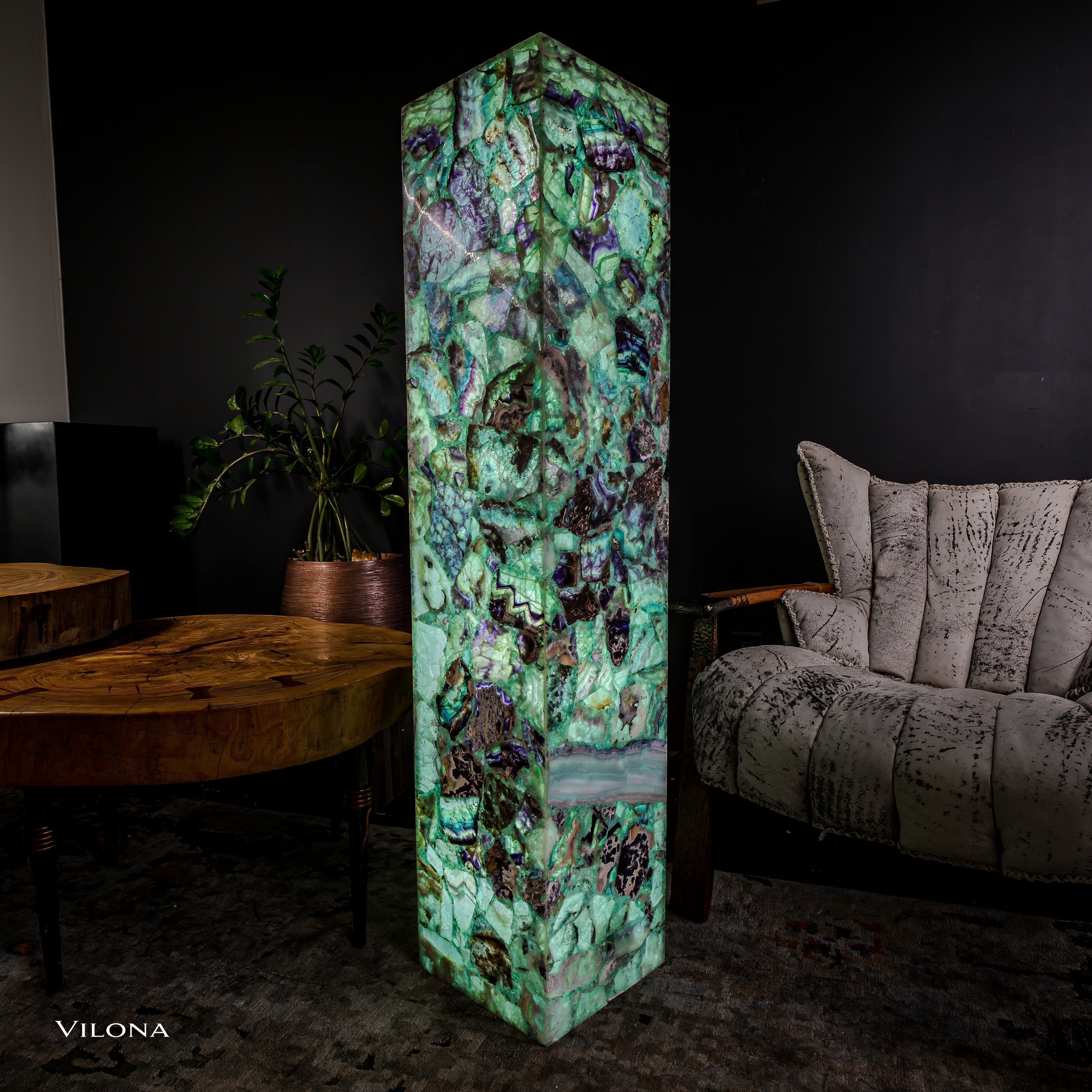 Fluorite Floor Lamp - Medium - 55"H x 11.75"W - Square - #9
