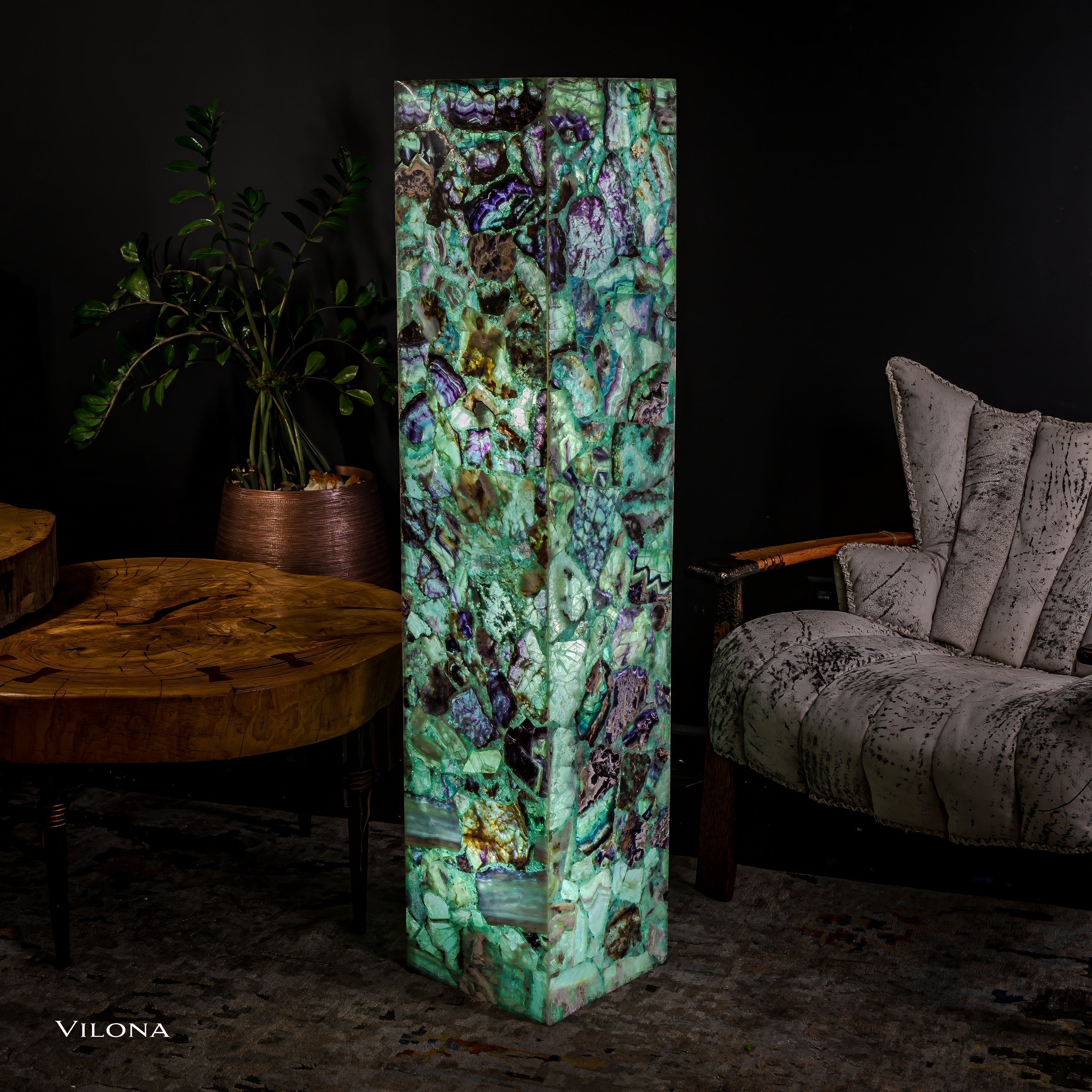 Fluorite Floor Lamp - Medium - 55"H x 11.75"W - Square - #9