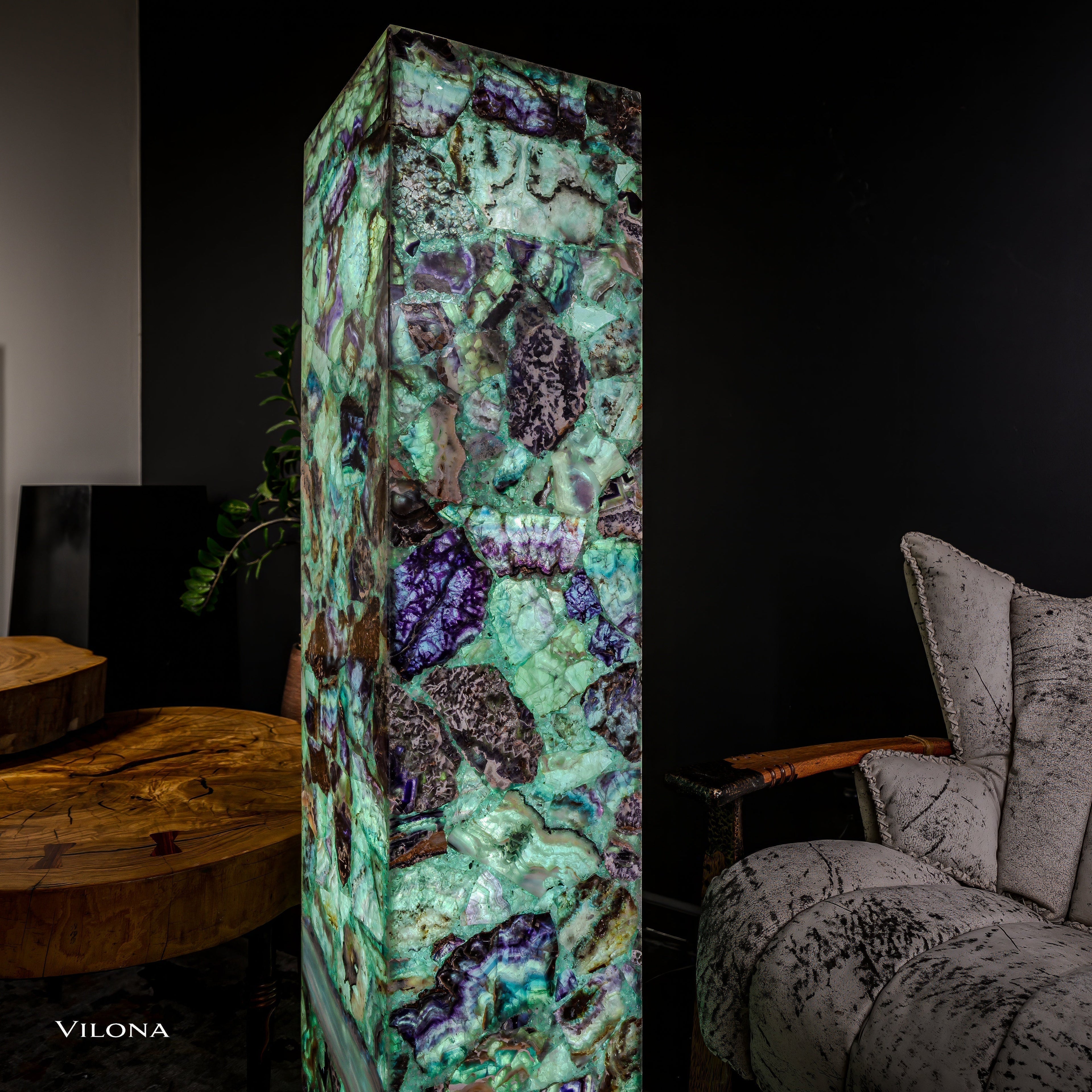 Fluorite Floor Lamp - Medium - 55"H x 11.75"W - Square - #9