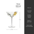 Seneca Faceted Crystal Martini Glasses Set of 2