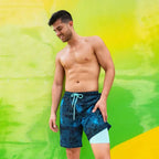 Foggy Palms Hybrid Short, Compression Lined Swim and Resort Trunk