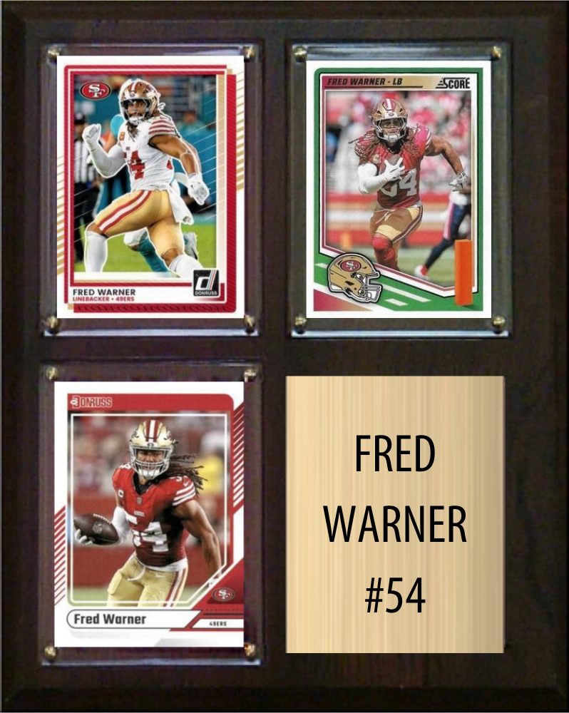 Fred Warner San Francisco 49ers Fan Gift Plaque 8x10 3 Cards Prizm, Donruss, Score 2024 2025 2026