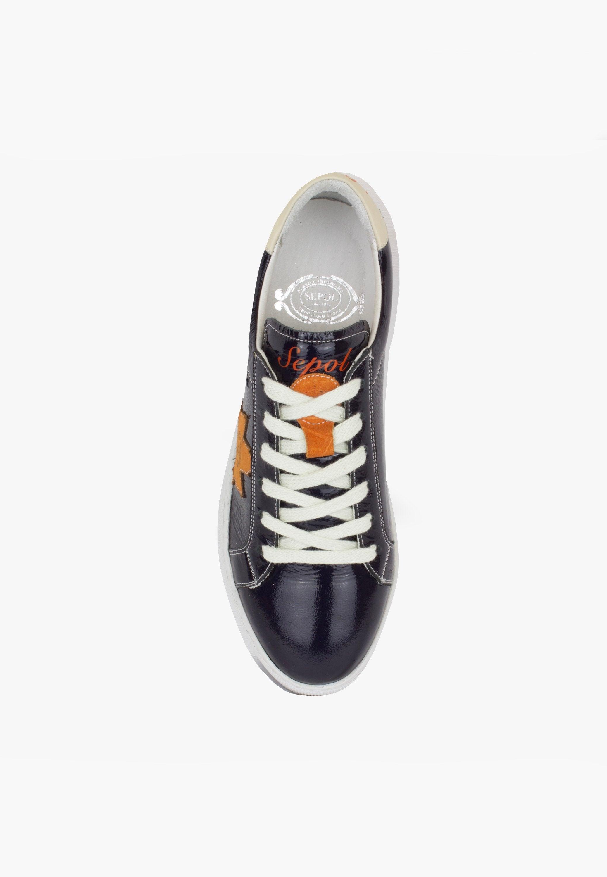 Sepol Women's Fresh Leather Sneaker Navy