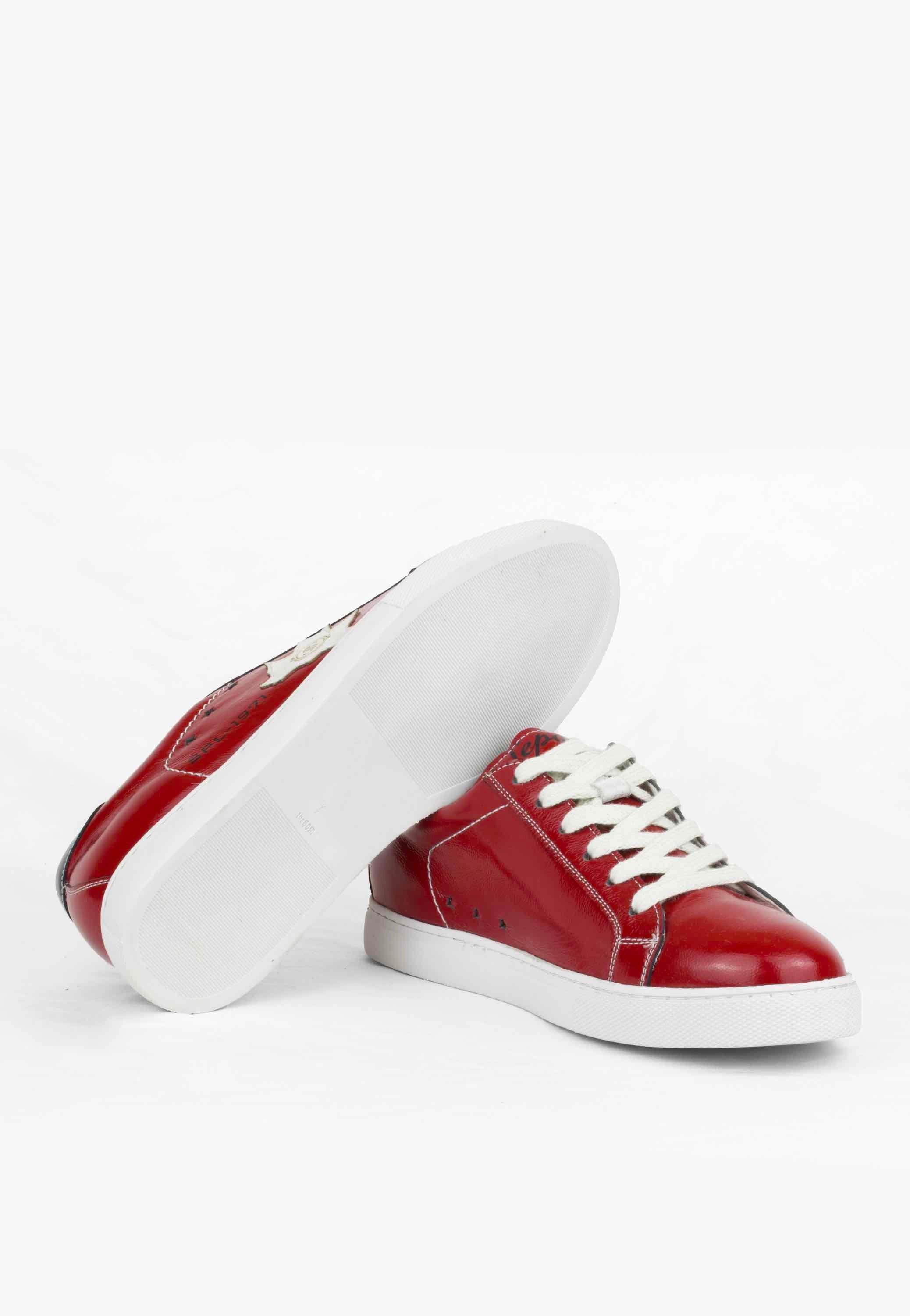 Sepol Women's Fresh Leather Sneaker Red