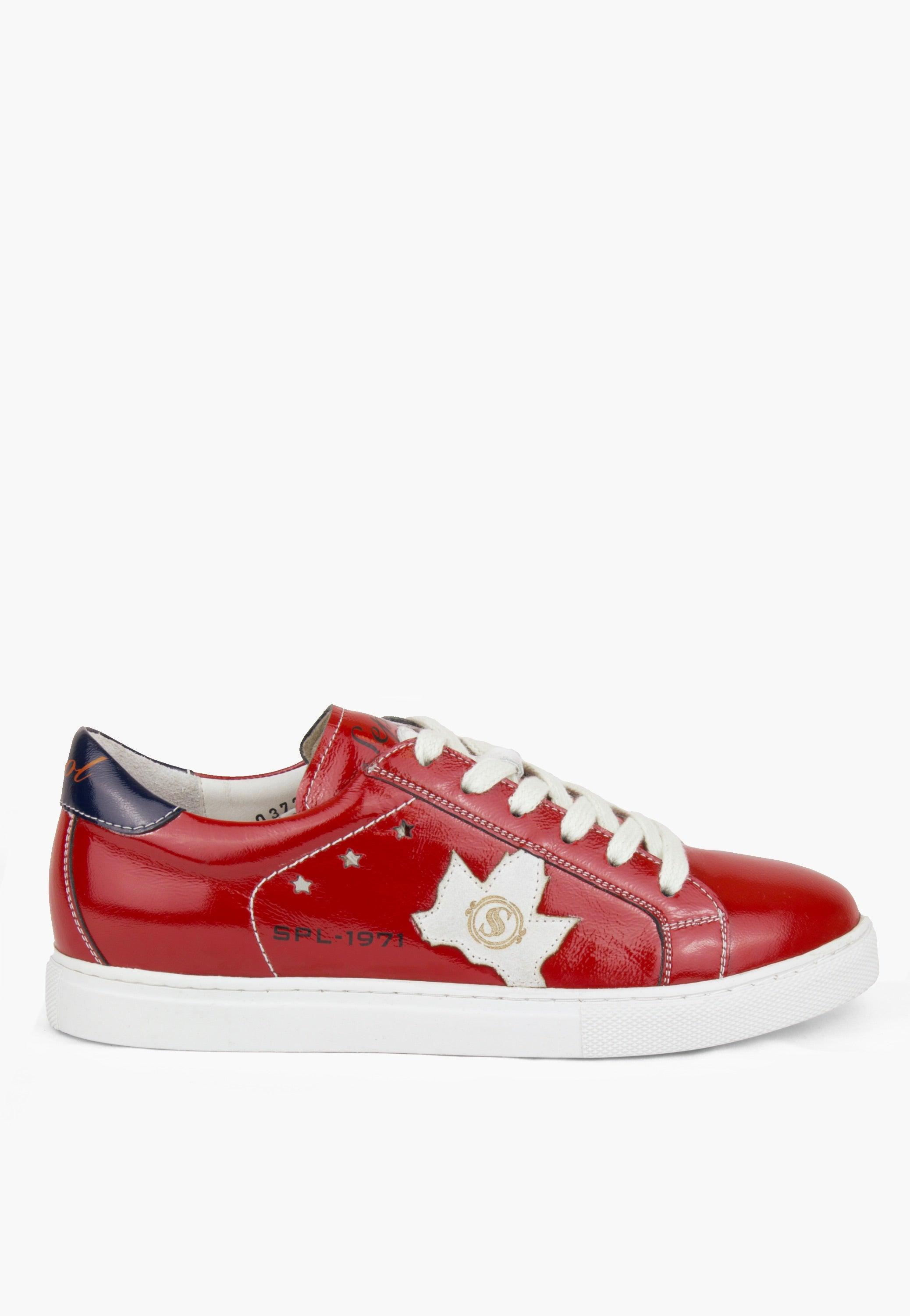 Sepol Women's Fresh Leather Sneaker Red