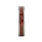 JURASSIC Red Dinosaur Bone Inlaid Tungsten Carbide Beveled Edged Ring - 4mm & 8mm