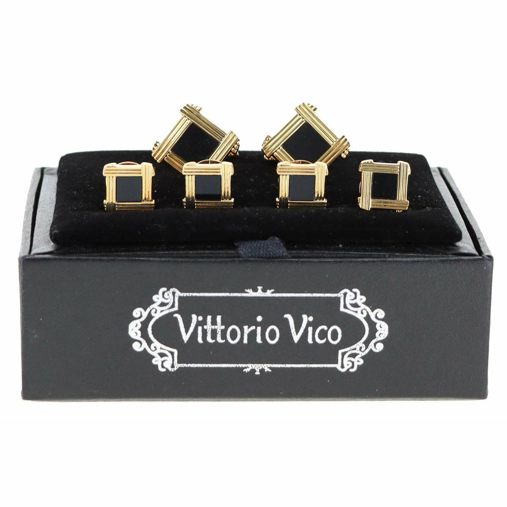 Vittorio Vico Men's Gold Cufflink & Stud Sets in Gift Box