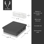 Glacier Highball Ice Cube Tray with Lid in Grey