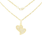 Cubic Zirconia 14K Gold Filled Double Hearts Pendant Necklace Set