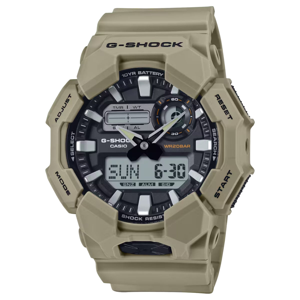 Casio G-SHOCK Men's Beige Dial Analog Watch Beige Resin Strap - GA-010-5ADR