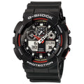 Casio G-SHOCK Men's Black and Red Dial Analog/Digital Watch Black Resin Strap - GA-100-1A4NDR