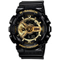 Casio G-SHOCK Men's Black and Gold Dial Analog Watch Black Resin Strap - GA-110GB-1AD