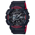 Casio G-SHOCK Men's Black and Red Dial Digital/Analog Watch Black Resin Strap - GA-110HR-1ADR