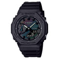 Casio G-SHOCK Men's Black and Rainbow Vapor Accents Dial Analog/Digital Watch Black Resin Strap