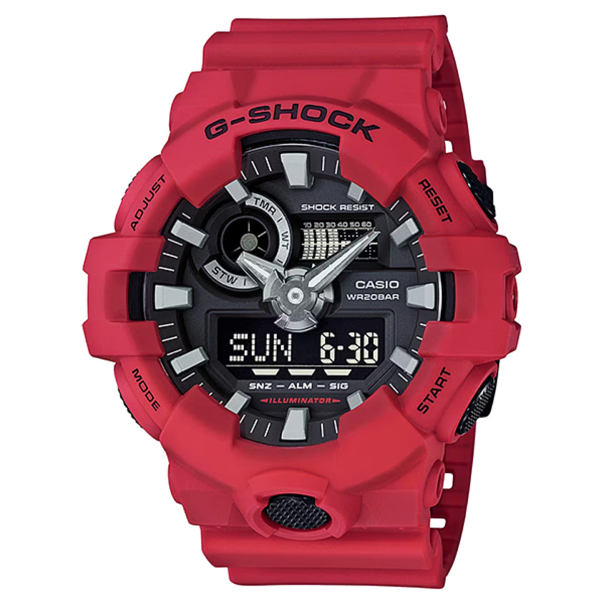 Casio G-SHOCK Men's Red Dial Analog/Digital Watch Red Resin Strap - GA-700-4ADR