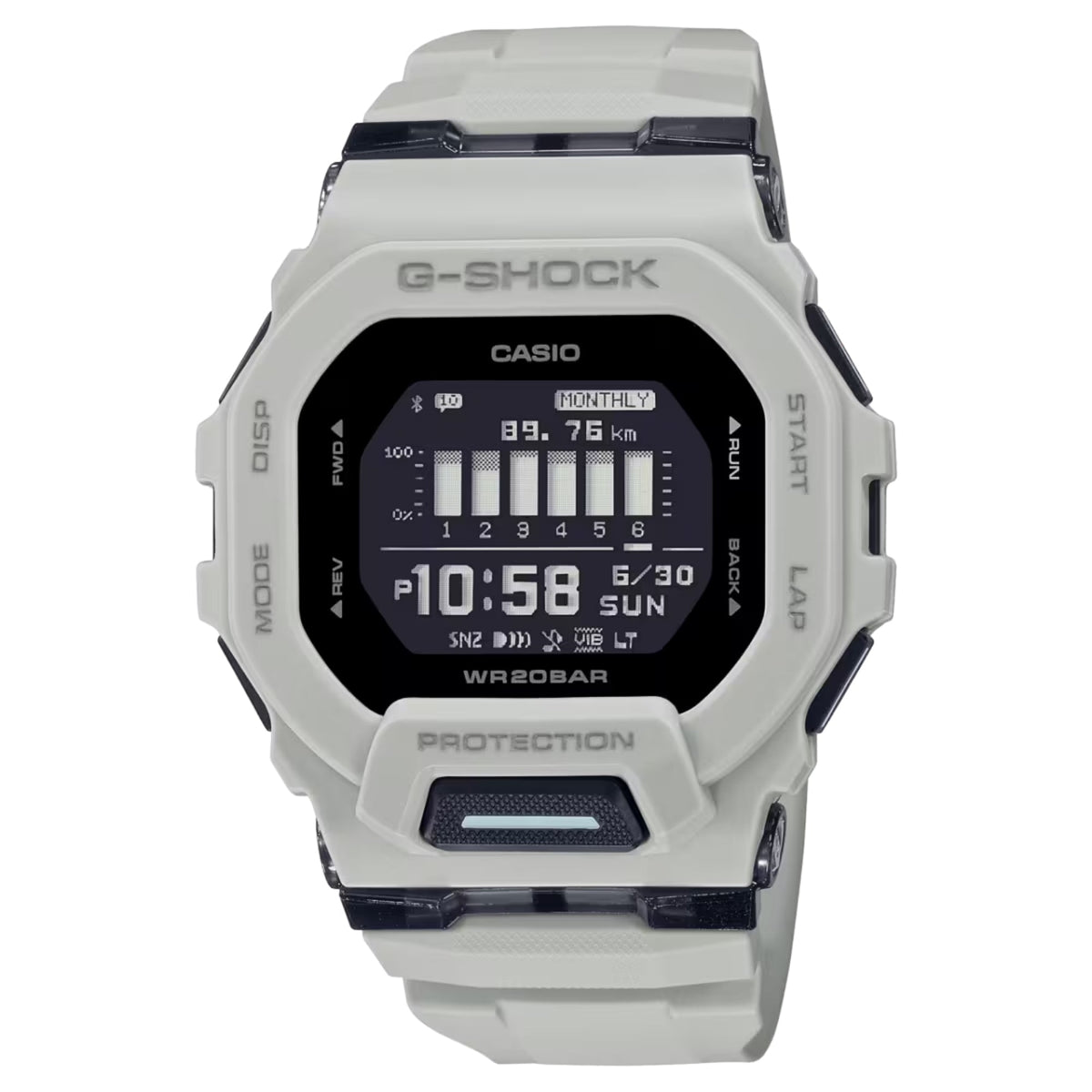 Casio G-SHOCK Men's Black Dial Digital Watch Light Gray Resin Strap Bluetooth Fitness Tracker - GBD-200UU-9DR