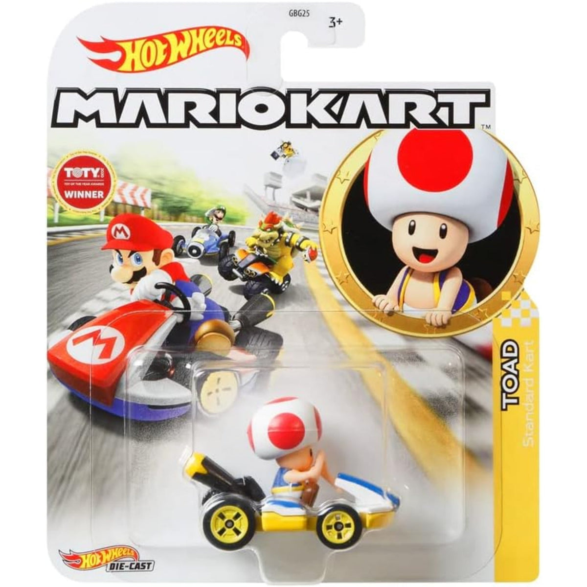 Hot Wheels Mario Kart Replica Diecast Toad Yellow