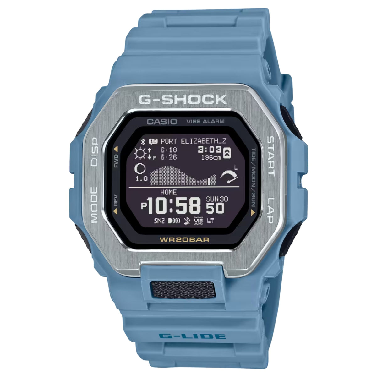 Casio G-SHOCK Men's Black Dial Digital Watch Blue Resin Strap Bluetooth Surf Tracker - GBX-100-2ADR