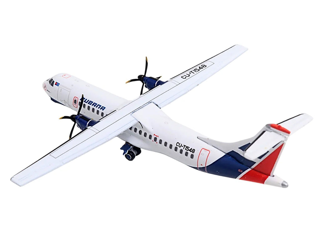 ATR 72-200 Commercial Aircraft "Cubana Airlines" (CU-T1548) White with Red and Blue Stripes 1/400 Diecast Model Airplane by GeminiJets