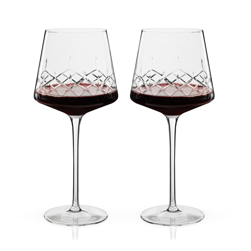 Admiral Crystal Burgundy Wine Glasses, Set of 2