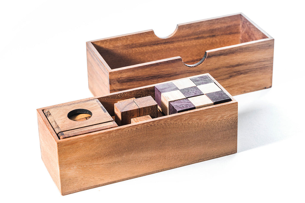 3 Wooden Brain Teaser Puzzle Gift Set - Soma, Snake & Burr
