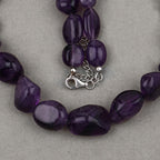 Amethyst Beaded Necklace, Genuine Raw Amethyst Beads Necklace for Women in Sterling Silver, February Birthstone Necklace, Gift for Mom