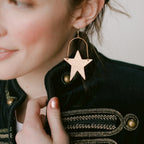 Gold Leaf Superstar Leather Hoop Earrings