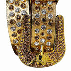 Antique Gold Strap With Red & Transparent Studded Rhinestone Belt