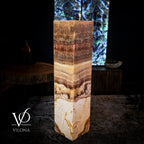 Golden Cloud Onyx Floor Lamp - Exotic Dragon Eye - Medium - 51.25"H x 12"W - Square - #1