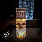 Golden Cloud Onyx Floor Lamp - Exotic Dragon Eye - Medium - 51.25"H x 12"W - Square - #1