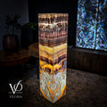 Golden Cloud Onyx Floor Lamp - Exotic Dragon Eye - Medium - 51.25"H x 12"W - Square - #1