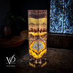 Golden Cloud Onyx Floor Lamp - Exotic Dragon Eye - Medium - 51.25"H x 12"W - Square - #2
