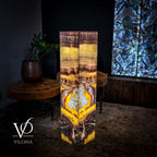 Golden Cloud Onyx Floor Lamp - Exotic Dragon Eye - Medium - 51.25"H x 12"W - Square - #2