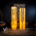 Golden Cloud Onyx Floor Lamp - Pair - Large - 63-67"H x 12-12"W - Square