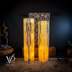 Golden Cloud Onyx Floor Lamp - Pair - Large - 63-67"H x 12-12"W - Square