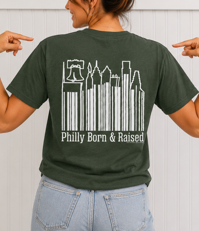 GOLDENBERG’S® PEANUT CHEWS® Philly Born & Raised Skyline Barcode Tee “Limited Edition” Philly Hometown Edition
